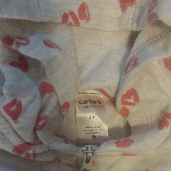 Carter's White and Red Sweatshirt with Heart Pattern​ - Picture 2 of 7